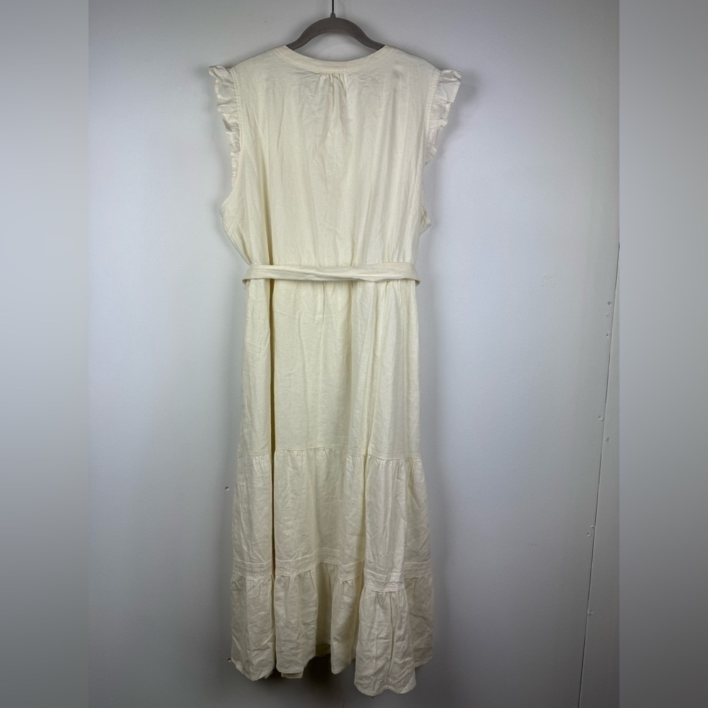 NWT ADYSON PARKER
Lined Linen Flutter Sleeve Dress, Size 2X, Ivory - Picture 3 of 13